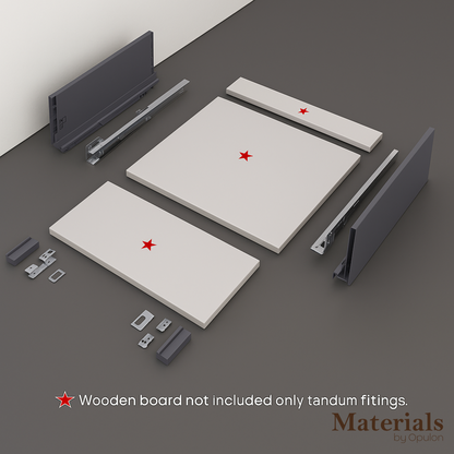 BVM - Soft Close Tandem Drawer Box – Grey, 40 kg Load Capacity
